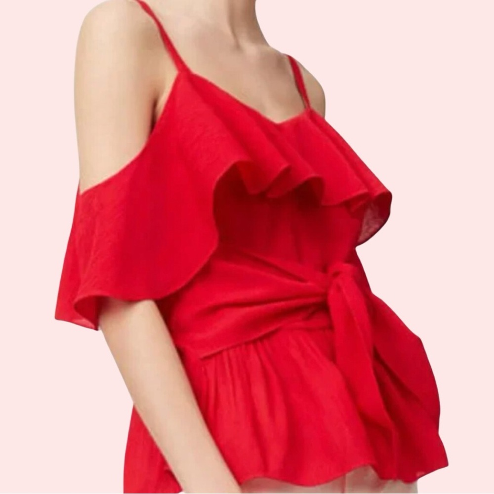 CLUB MONACO Akua Too size 4 flowy blouse shirt in red